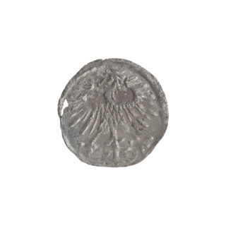 Lithuanian denarius, Sigismund II Augustus (King of Poland; 1544–1572); emblems of the Jagiellons;