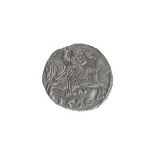 Lithuanian denarius of Sigismund II Augustus (King of Poland, reign 1544–1572); obverse: Polish