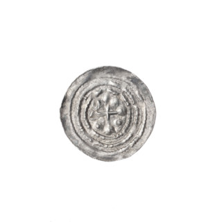 Denarius of Boleslaw III Krzywousty (prince of Poland; ca. 1125–1138). Obverse: in a linear border,