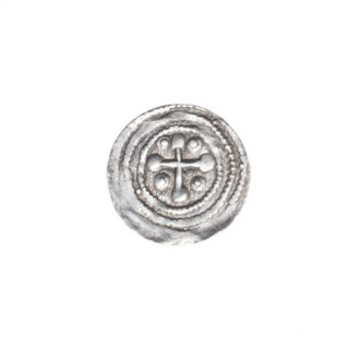 Denarius of Boleslaw III Krzywousty (prince of Poland; 1086–1138). Obverse: in the beaded border, a
