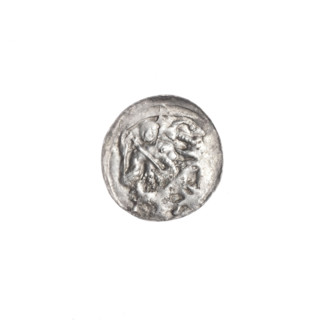 Denarius, Boleslaw III Krzywousty (prince of Poland; 1086–1138). Obverse: in the linear border, a