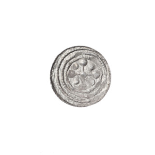 Denarius of Boleslaw III Krzywousty (prince of Poland; r. 1107–1138). Obverse: in the beaded