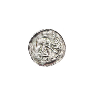 Denarius, Boleslaw III Krzywousty (prince of Poland; 1086–1138). Obverse: in the beaded border, a