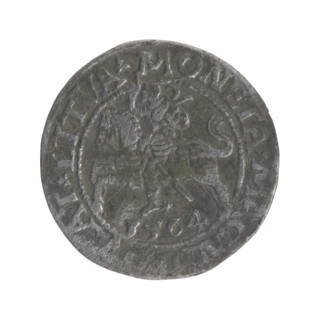 Lithuanian half-grosz, Sigismund II Augustus (King of Poland; 1544–1572). Obverse: Polish Eagle; in