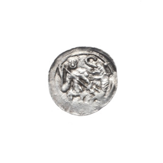 Denarius of Boleslaw III Krzywousty (prince of Poland; ca. 1086–1138). Obverse: in a linear border,
