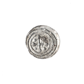 Denarius of Boleslaw III Krzywousty (prince of Poland; reign 1107–1138). Obverse (in the beaded