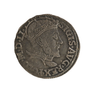 Lithuanian trojak, Sigismund II Augustus (King of Poland; 1544–1572); coats of arms; Jagiellonians