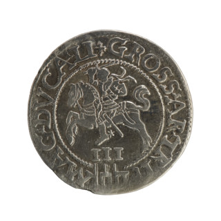 Lithuanian trojak, Sigismund II Augustus (king of Poland; 1544–1572); emblems of the Jagiellon