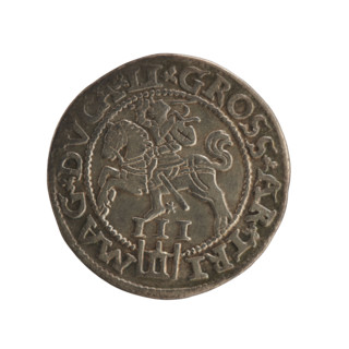 Lithuanian trojak, Sigismund II Augustus (king of Poland; 1544–1572); silver coin dated 1562,