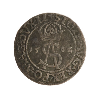 Lithuanian trojak, Sigismund II Augustus (king of Poland, 1544–1572); emblems of the Jagiellon