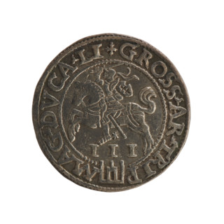 Lithuanian trojak, Sigismund II Augustus (king of Poland; 1544–1572); emblems of the Jagiellon