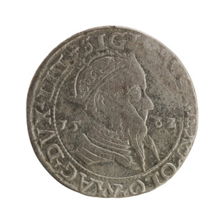 Lithuanian trojak, Sigismund II Augustus (King of Poland; 1544–1572); coats of arms; Jagiellons