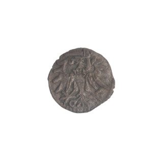 Gdansk denarius, Sigismund II Augustus (King of Poland; 1544–1572). Obverse: in the border the