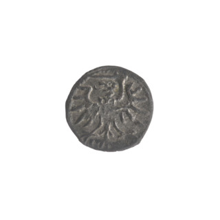 Gdansk denarius, Sigismund II Augustus (King of Poland; 1544–1572), Jagiellon dynasty; obverse: in