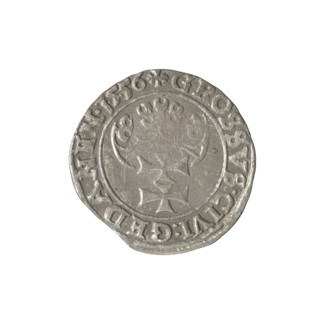 Gdansk grosz, Sigismund II Augustus (King of Poland; 1544–1572), Jagiellon dynasty; obverse: