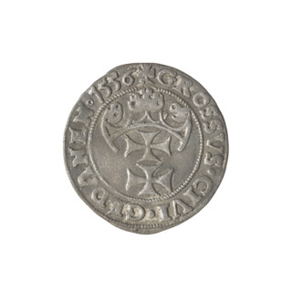 Gdansk grosz, Sigismund II Augustus (King of Poland; 1544–1572), Jagiellon dynasty. Obverse: