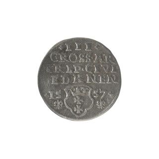 Gdansk trojak, Sigismund II Augustus (King of Poland; 1544–1572), Jagiellonians (dynasty); obverse: