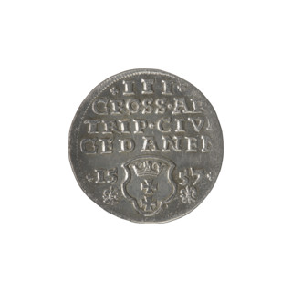 Obv.: Crowned male bust in profile turned right; rim inscription: SIGIS.AVG.REX.PO.D.PRVS. Rev.: