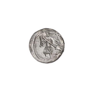 Denarius, Boleslaw III Krzywousty (Prince of Poland; 1107–1138). Obverse: in the beaded border, a