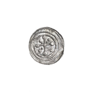 Denarius of Boleslaw III Krzywousty (prince of Poland; reign 1107–1138). Obverse (in beaded