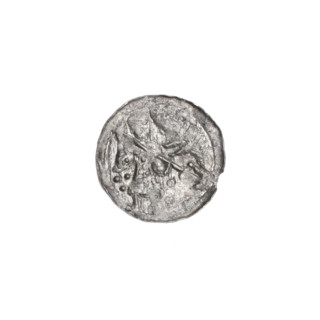Denarius, Boleslaw III Krzywousty (prince of Poland; 1107–1138). Obverse (beaded border): a knight