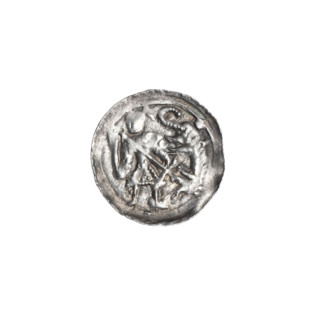 Denarius of Boleslaw III Krzywousty (prince of Poland; 1107–1138). Obverse: in a linear border, a