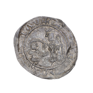 Bracteate, c. 1135–1138. Silver coin (diameter 24.9–26.8 mm, weight 0.63 g). Romanesque. Obverse: