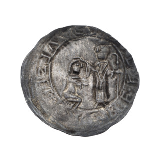 Bracteate depicting Boleslaw III Krzywousty (Prince of Poland; 1086–1138). In a pearl border, on