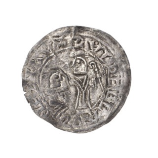 Bracteate, 1135–1138. Obverse: In a pearl border, on the left side, facing right, a kneeling prince