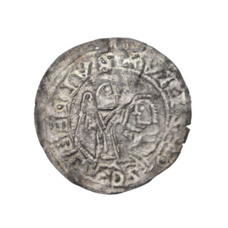 Bracteate, 1135–1138. Obverse: In a pearl border, on the left side, facing right, a kneeling prince