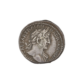 Denarius, Hadrian (76–138; Roman emperor 117–138). Obverse: bust of Hadrian with laurel wreath
