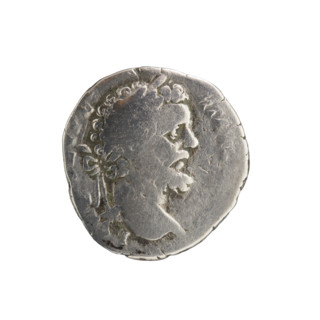 Denarius depicting Pax (personification) and Septimius Severus (Roman Emperor, 146–211). Obverse:
