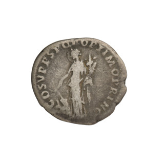 Denarius; Obv.: head of Trajan with laurel wreath facing right; rim inscription: IMP TRAIANO AVG