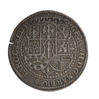 Posthumous portrait, Koch, Daniel (fl. 1645–1676). Commemorative coin for George William