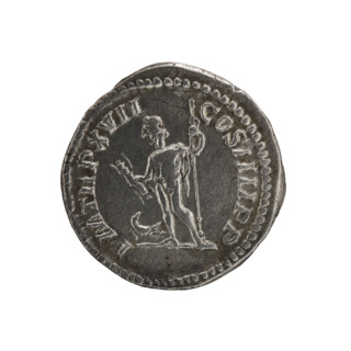 Denarius, Caracalla (188–217 CE). Obverse: ANTONINVS PIVS AVG GERM — head of Caracalla with laurel