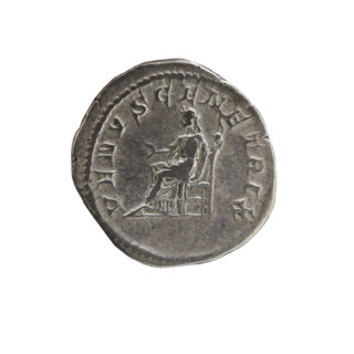 Antoninian, 211–217 CE. Obverse: Bust of Julia Domna (diademed) facing right, against a crescent,
