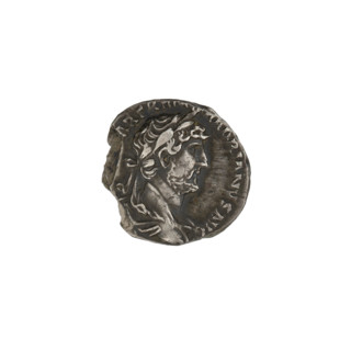 Denarius, Hadrian (76–138; Roman Emperor 117–138). Obverse: Bust of Hadrian with laurel wreath and