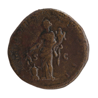 Sestertius of Marcus Aurelius (121–180; Roman emperor 161–180), obverse: head of Marcus Aurelius in