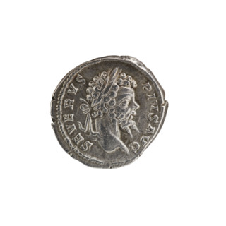 Denarius depicting Septimius Severus (Roman emperor; 146–211). Obverse: 'SEVERVS PIVS AVG' — head