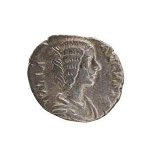 Denarius, Julia Domna (ca. 160–217; Roman empress 193–211). Obverse: IVLIA AVGVSTA — bust of Julia