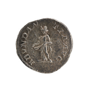Denarius of Elagabalus (reigned 218–222). Obverse: Bust of Elagabalus with laurel wreath and