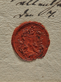 Circular wax impression of the seal of the office of the Elector of Saxony in Dresden. In the field