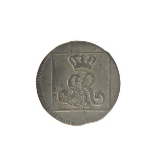 Silver Crown groschen, 1768. Obverse: in a square frame under a crown, a tied monogram composed of
