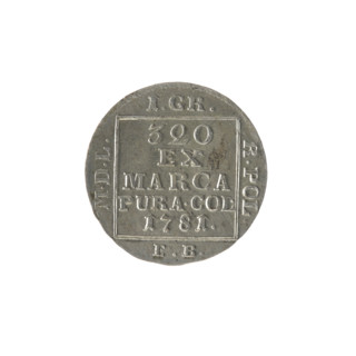 silver crown groschen; maker: Efraim Brenn (fl. 1774–1792); obverse: in a square frame under a
