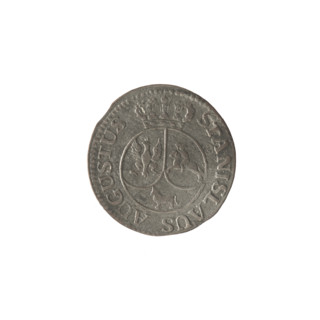 Crown six-coin, Stanislaw August Poniatowski (King of Poland; 1732–1798). Obverse: Under the crown