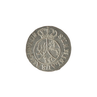 Crown six-coin of Stanislaw August Poniatowski (King of Poland; 1732–1798), 1794. Obverse: under a