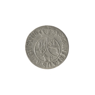 Crown six-coin, Stanislaw August Poniatowski (King of Poland; 1732–1798). Obverse: under a crown, a