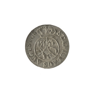 Crown six-coin, Stanislaw August Poniatowski (King of Poland; 1732–1798). Obverse: Under the crown
