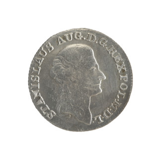 Gold crown coin of Stanislaw August Poniatowski (King of Poland; 1764–1795). Obverse: head of