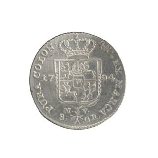 2 gold crown coins of Stanislaw August Poniatowski (King of Poland; 1764–1795), 1794. Obverse: Head